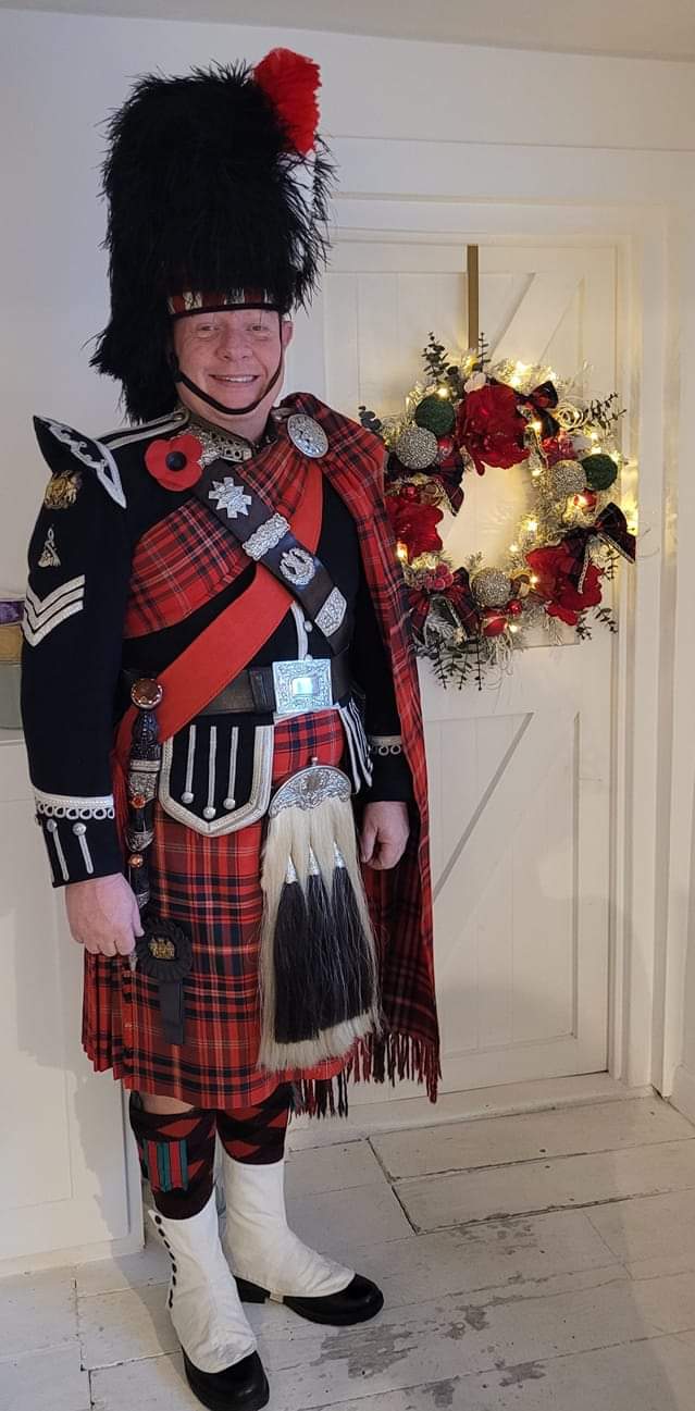 Bagpiper playing traditional music for New Year’s Eve